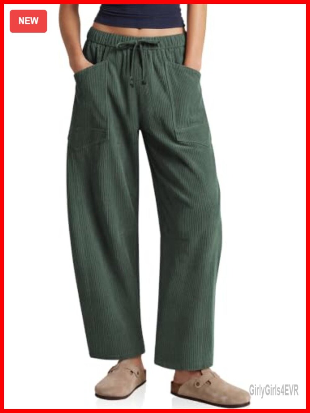 TARSE Corduroy Barrel Pants High Waist Wide Leg Baggy Trousers